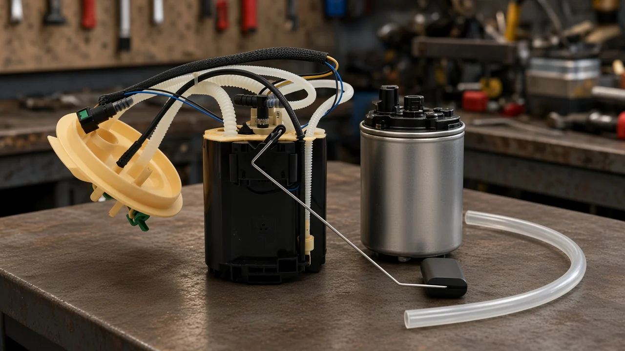 How to Choose a Diesel Car Fuel Pump Without Mixing Supply and Injection Jobs Diesel fuel filter housing next to an in-tank pump assembly