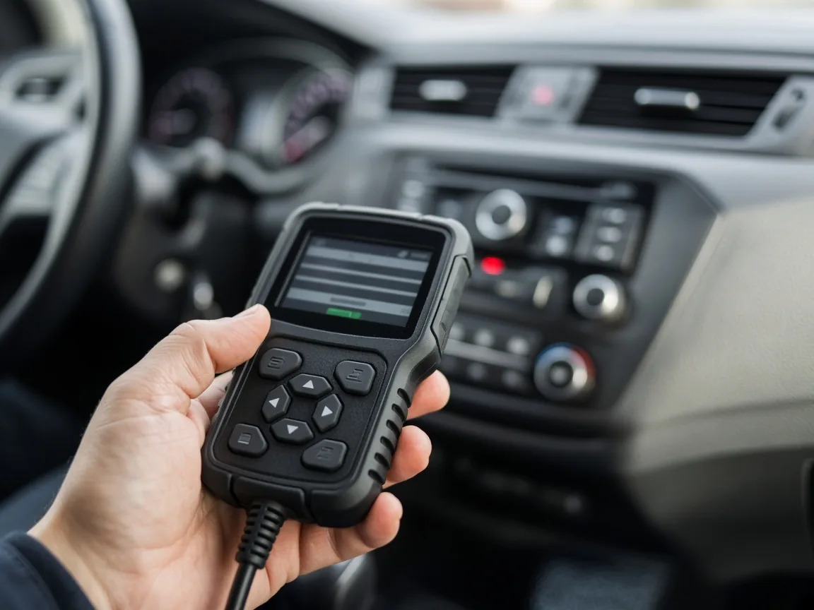 OBD scan tool connected in a vehicle during fuel pump control circuit diagnosis for P025A
