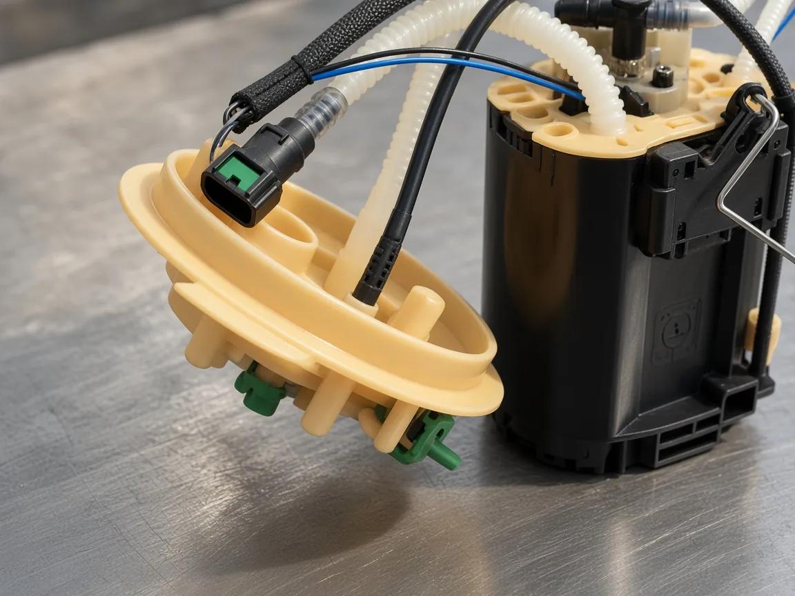 Close-up of a diesel fuel pump housing used to introduce the operating hardware