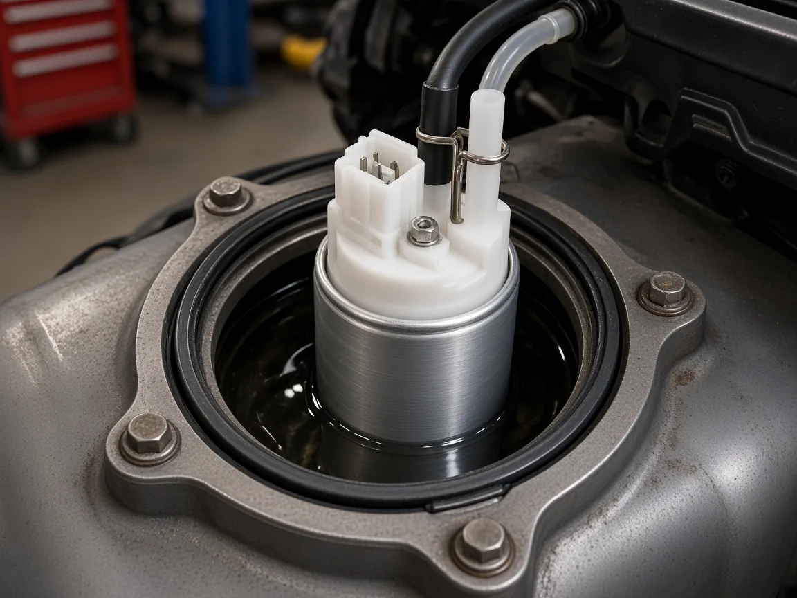 In-tank electric fuel pump seated in a tank opening so fuel can surround it