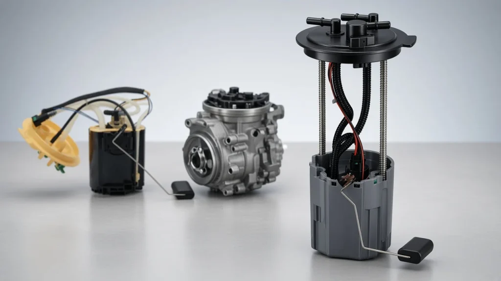Diesel engine fuel pump stages from tank to injector
