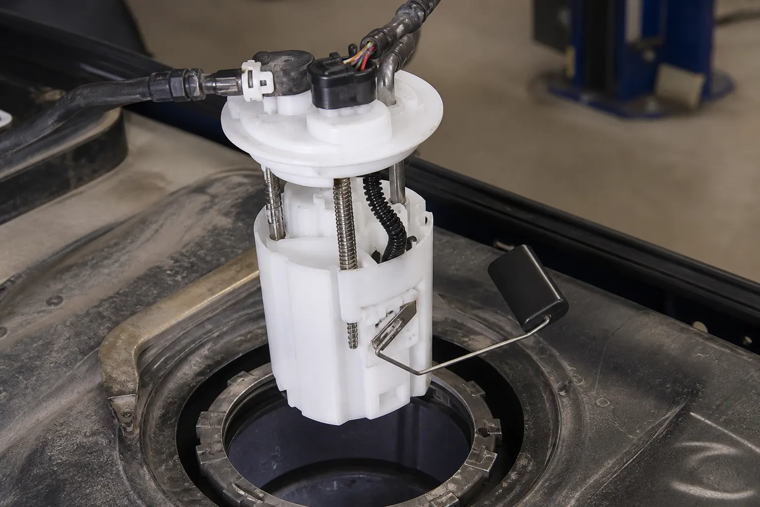 Fuel pump module float clocking with fuel and electrical interfaces secured