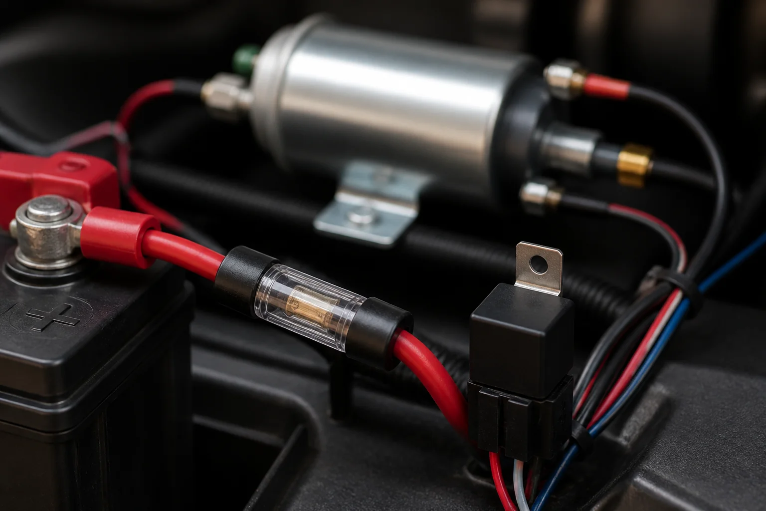 Ron Francis Wiring Electric Fuel Pump Relay Kit: Wiring and Installation Guide Fused battery feed and heavy-gauge wiring for an electric fuel pump relay