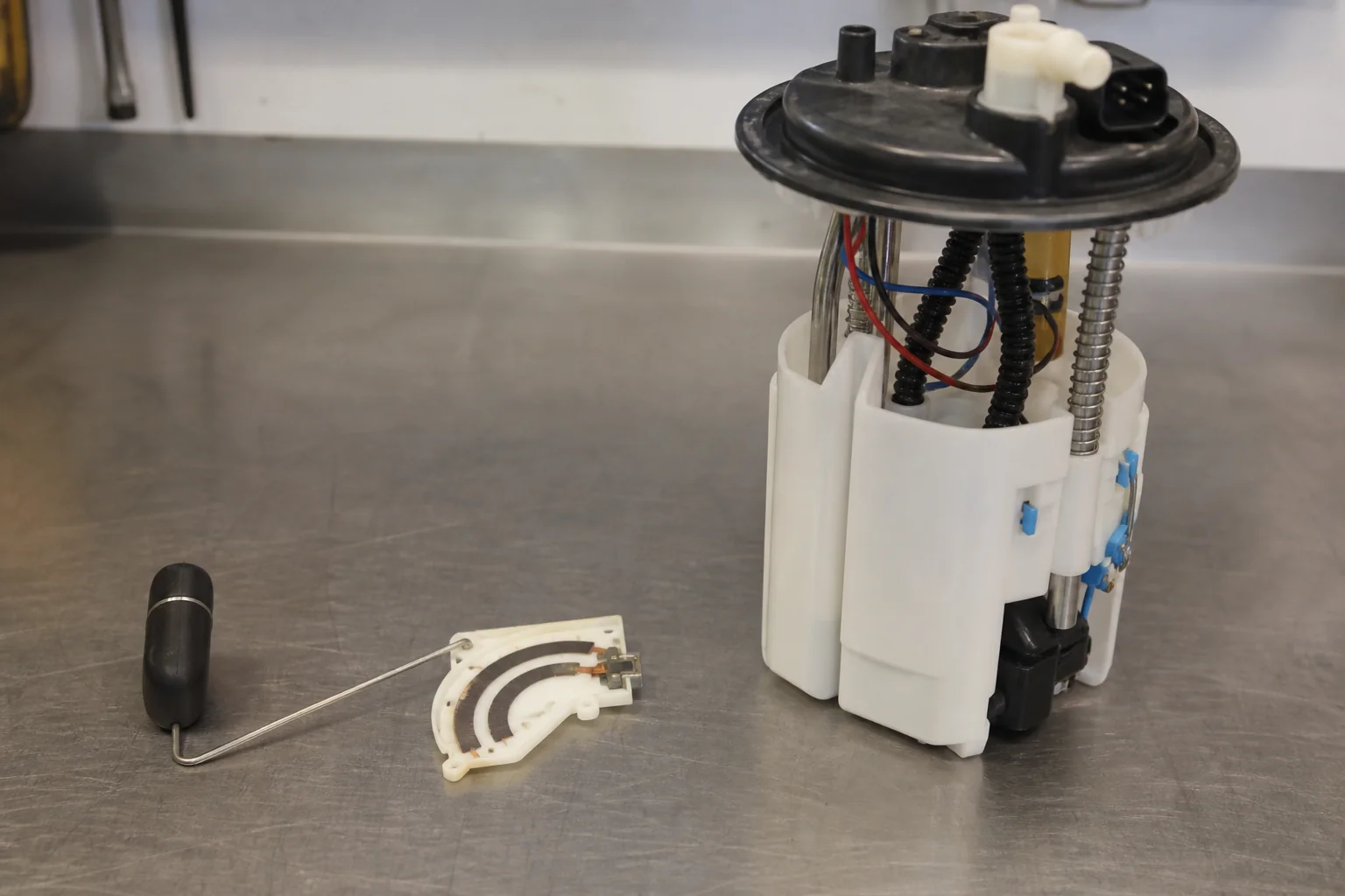 Fuel level sender float and resistor context with in-tank pump module