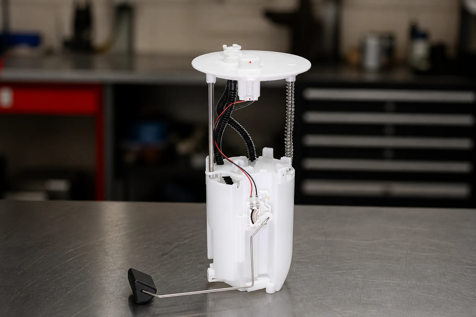 Lexus and Toyota Fuel Pump Recall Models: Cross-Reference for Parts Buyers Toyota-platform in-tank fuel pump module assembly standing square-on on a stainless bench