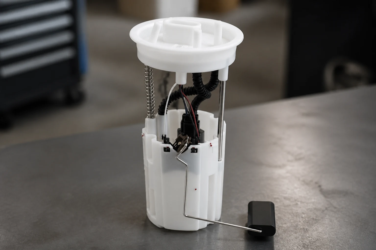 Automotive Fuel Pump Types: What Importers Should Confirm Before Sourcing In-tank fuel pump module assembly with its float sender arm swung outward from the reservoir