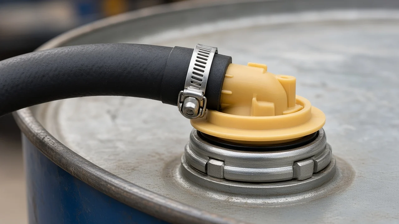 How to buy a portable diesel fuel pump that really is a transfer pump Transfer hose clamped at a drum bung inlet