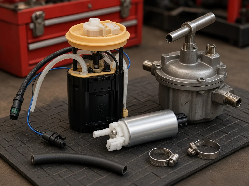 Low-pressure diesel supply pumps including in-tank module, inline transfer pump and mechanical lift pump