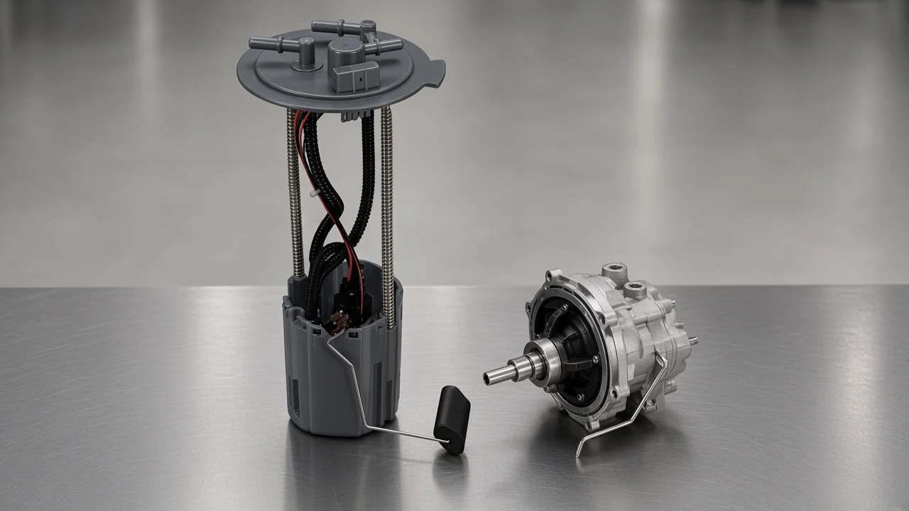 Diesel supply stage tank-side fuel pump assembly and mechanical transfer pump