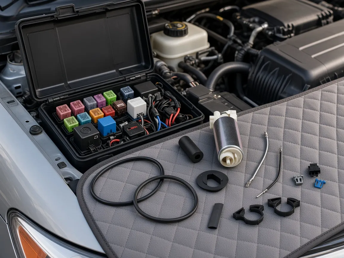Aftermarket Fuel Pump Wiring the Existing Plug Can Keep Open fuse and relay box with an electric fuel pump on a fender cover