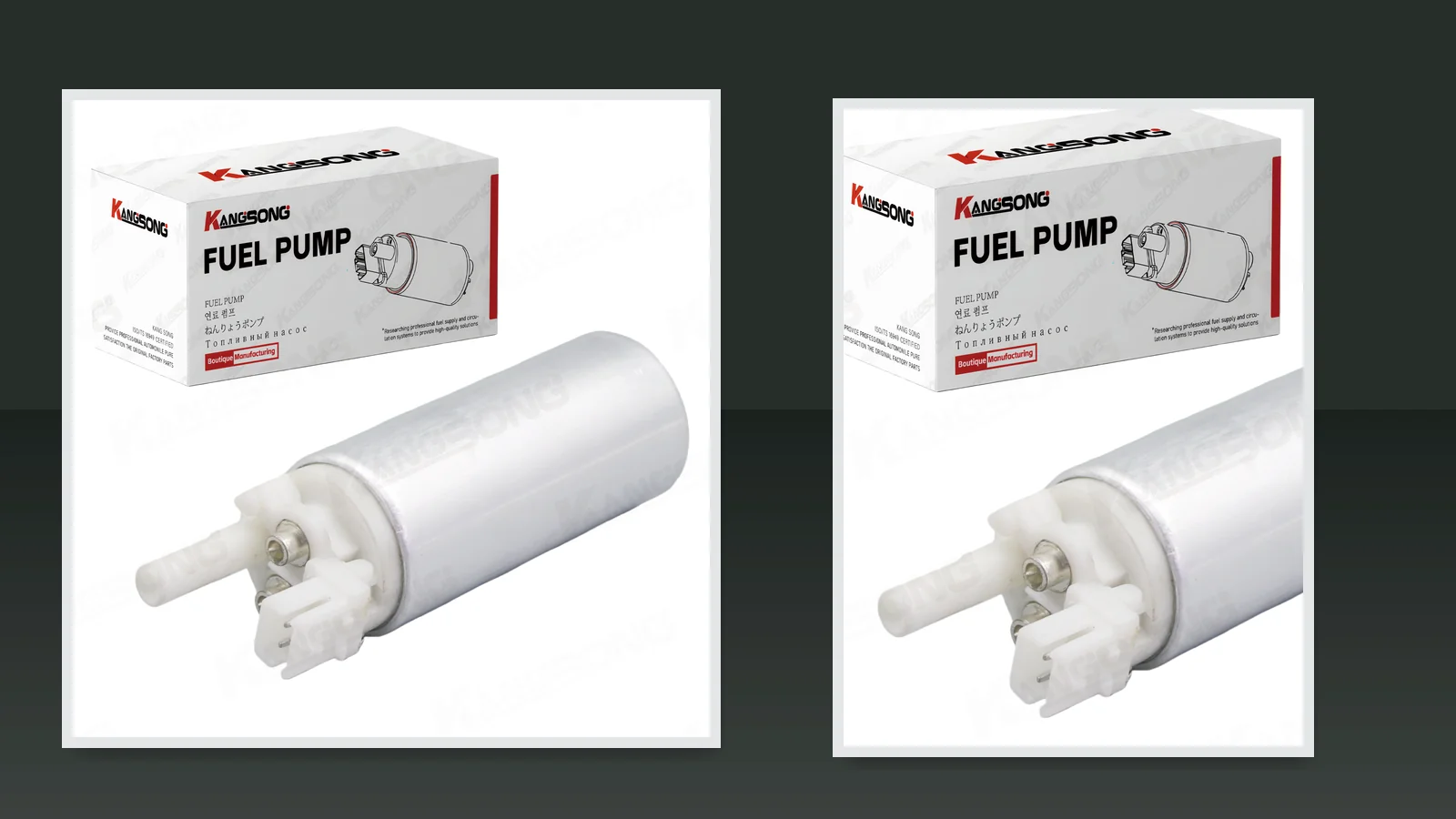 Which RV Electric Fuel Pump Job Does Your Coach Actually Have? Electric gasoline fuel pump kit on a bench as chassis-window context for an RV pump job split