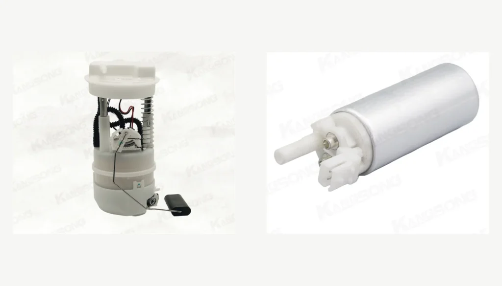 In-tank fuel pump assembly with float beside a bare cylindrical fuel pump