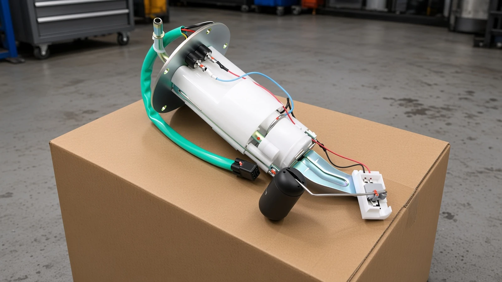 Which Fuel Pump Check Valve Object the Ticket May Name Complete in-tank pump, sender, and housing assembly on a plain unmarked carton for catalog boundary context