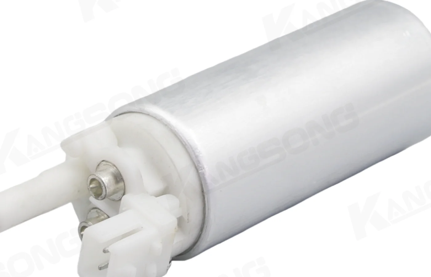 Close view of a Kangsong electric fuel pump body beside the return-line versus in-tank regulator choice