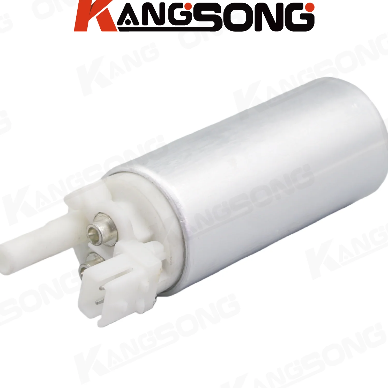 Inline Fuel Pump Check Valve: Inside the Pump or a Separate Fitting? Close view of electric fuel pump ports and body on a Kangsong pump kit photo, not a standalone check valve