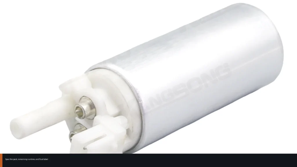 How US shops spec a portable battery fuel pump by pack, remaining runtime, and fluid label